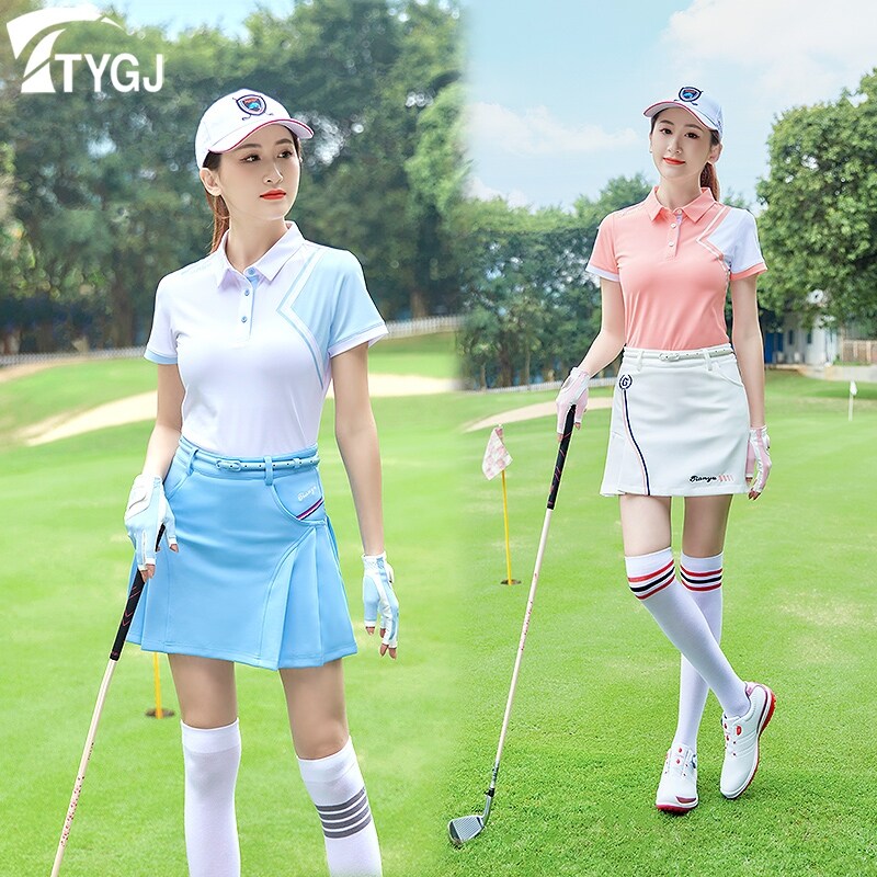 ☑Áo thun tay ngắn cho nữ khi chơi gôn quần áo bóng banh cho thể thao cho nữ Golf quần áo mùa hè ve áo Áo polo