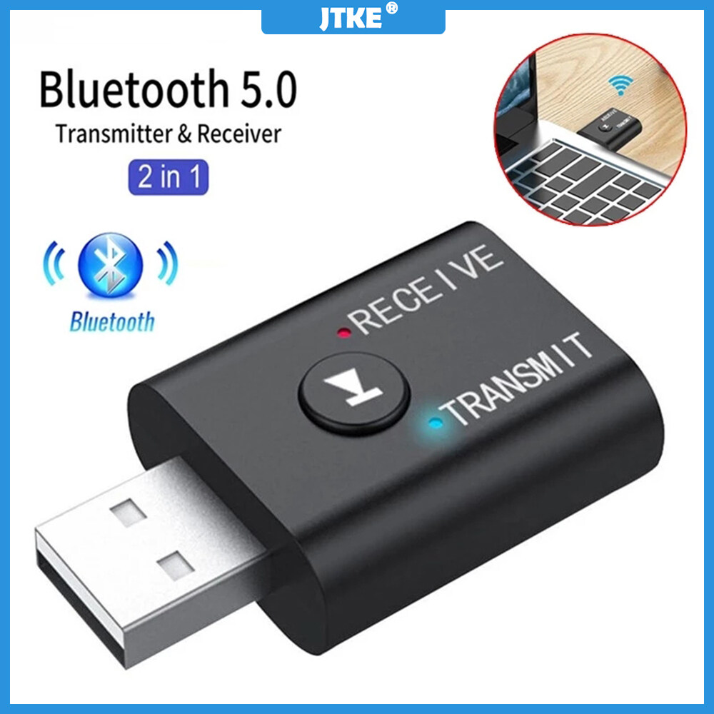 JTKE Bộ Thu Phát USB Bluetooth 5.0 2 Trong 1 Bộ Chuyển Đổi Âm Thanh Không Dây AUX 3.5Mm Cho Máy Tính Máy Tính Xách Tay Loa Tai Nghe