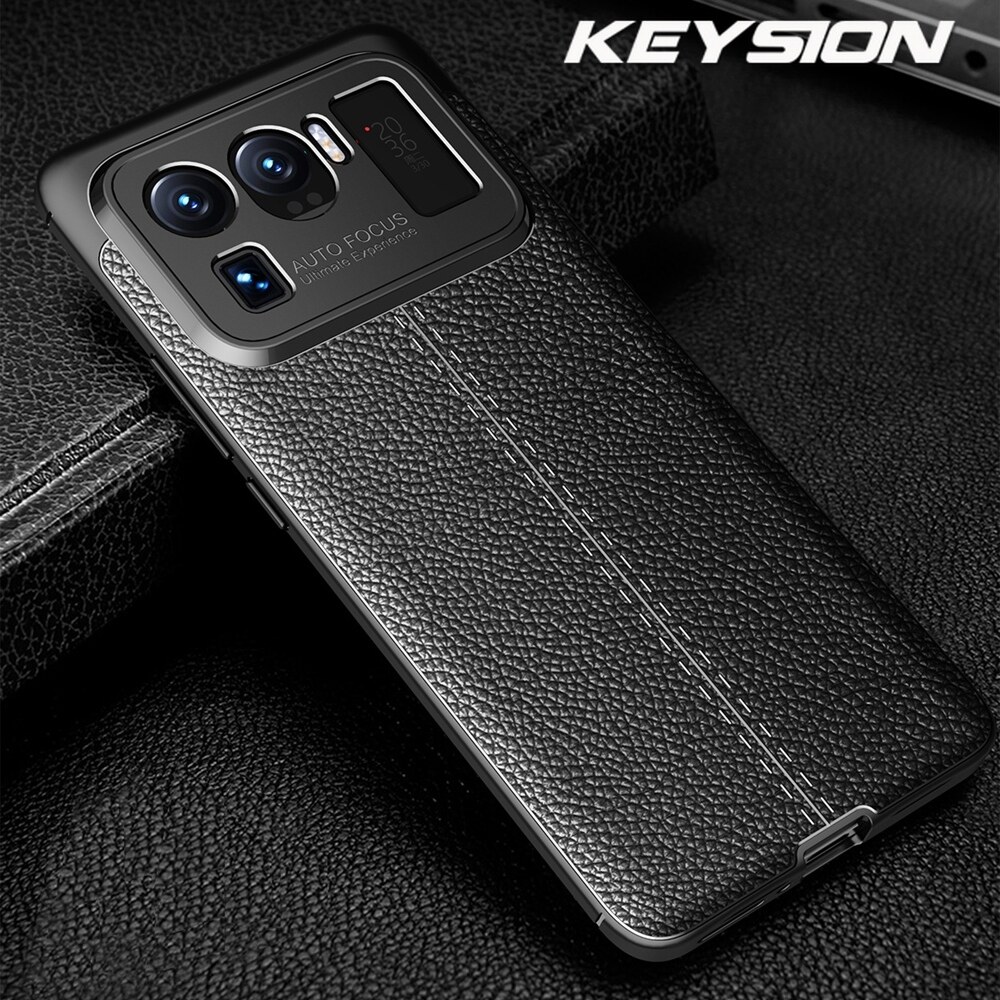 KEYSION Shockproof Case for Xiaomi Mi 11 Ultra 5G Mi 11 Pro leather texture soft silicone Phone Back Cover for Xiaomi Mi 11 Lite