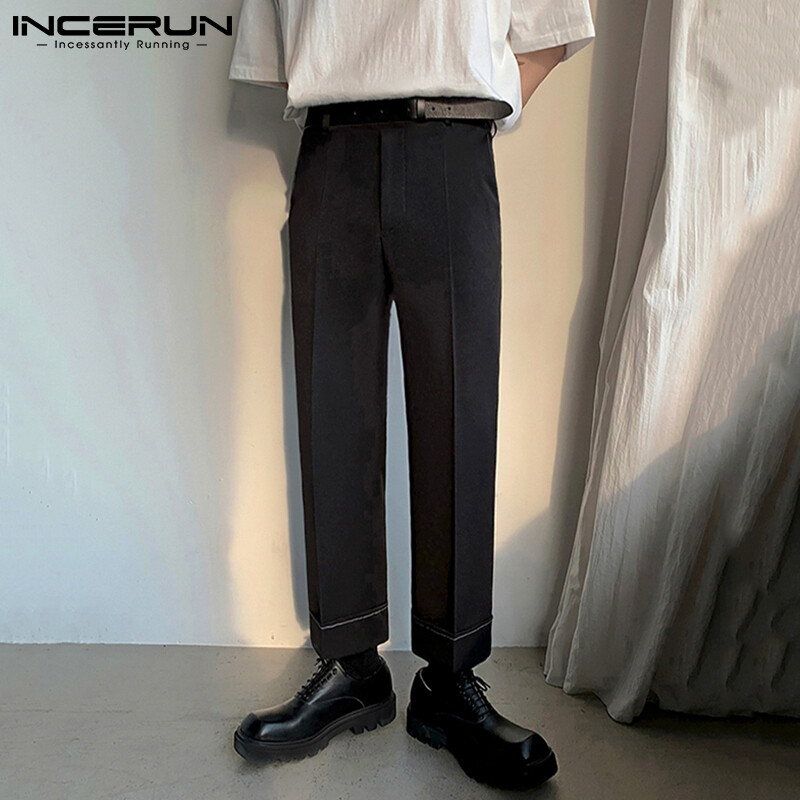 (Phong Cách Hàn Quốc) INCERUN Quần Thời Trang Punk Cho Nam Quần Dài Công Sở Trang Trọng Chino