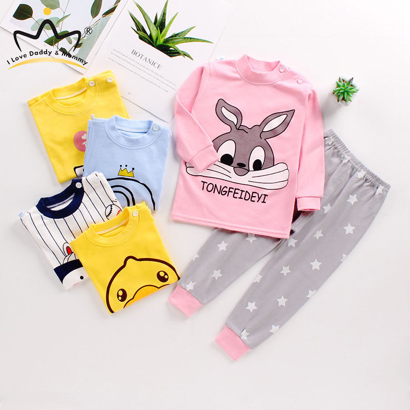 I Love Daddy & Mummy Bộ Đồ Lót Trẻ Em 2 Món Đồ Ngủ Cotton Nguyên Chất Cho Bé Trai Bé Gái Bộ Quần Áo Và Quần Mùa Thu