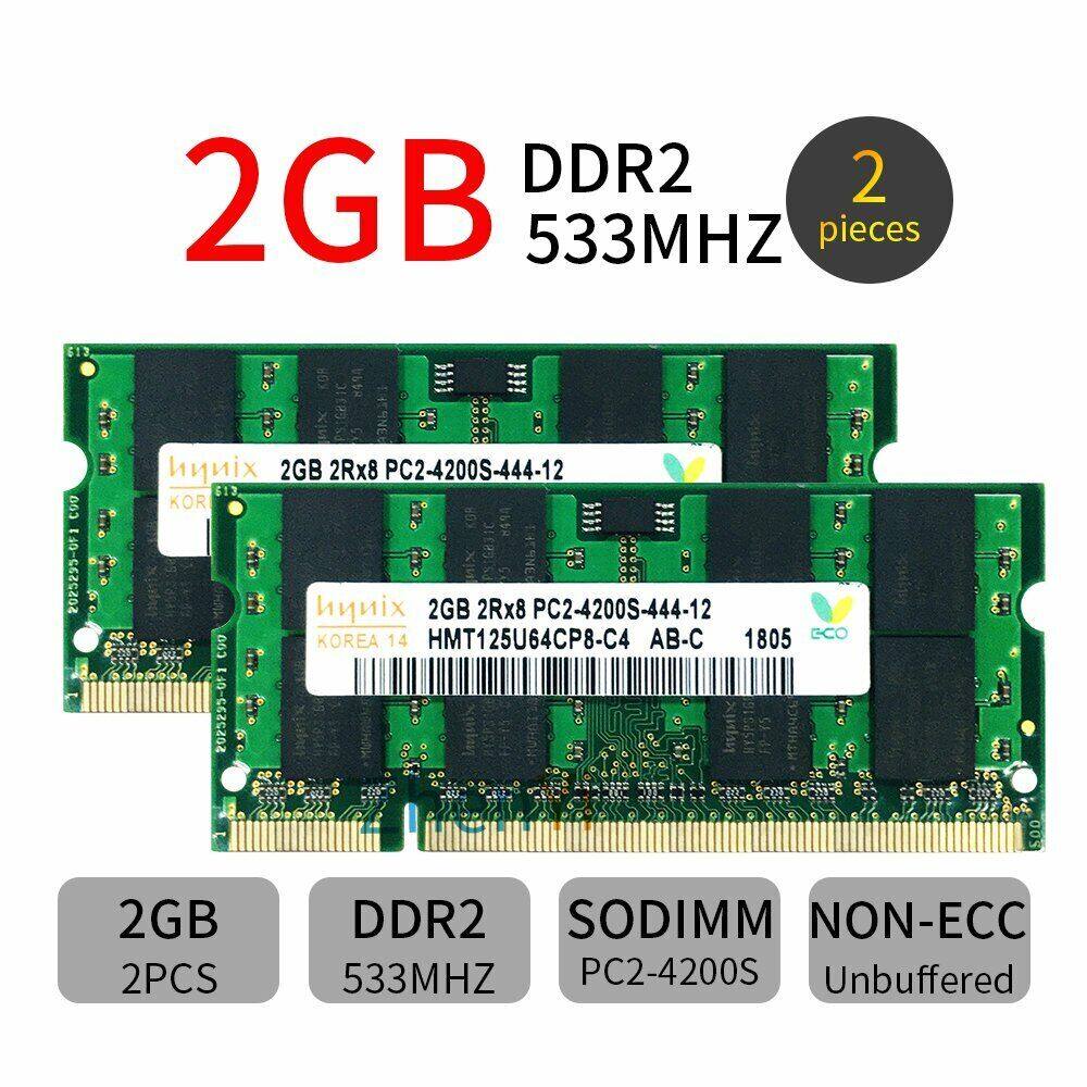 4GB 2x 2GB PC2-4200S DDR2-533MHz 200PIN SO-DIMM Notebook Laptop Memory For Hynix