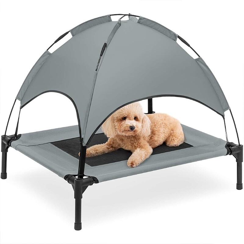outdoor dog bed with shade canopy