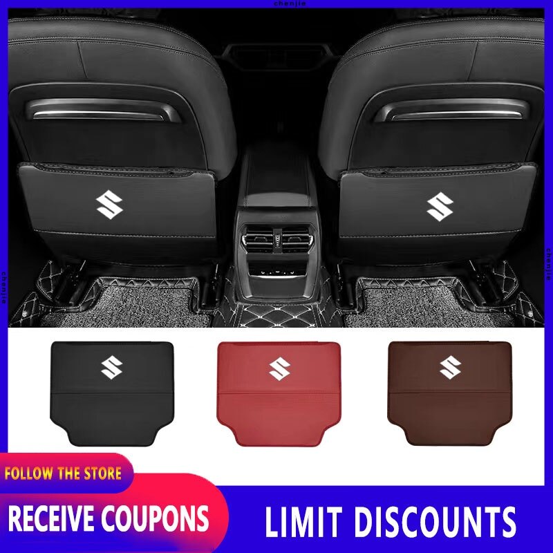 high quality Car Seat Back Anti Kick Pad Leather Waterproof Car Seat Back Protector Cover With Storage Bag Interior accessories For Suzuki Alto Swift APV Ertiga Celerio Carry Grand Vitara Jimny Vitara Kizashi SX4 Swift Dzire