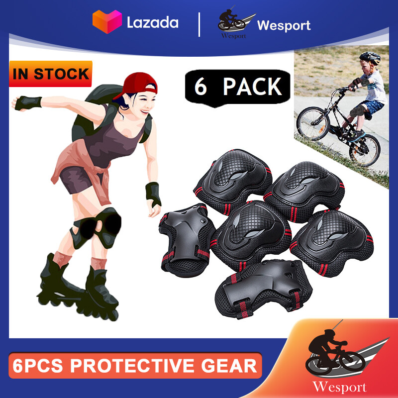 🌞🔥WeSport 6 Cái Người Lớn Trẻ Em Miếng Đệm Đầu Gối Miếng Đệm Khuỷu Tay Miếng Đệm Cổ Tay Set Bộ Bảo Vệ Bánh Răng Cho Trượt Patin Trượt Ván Trượt Xe Đạp