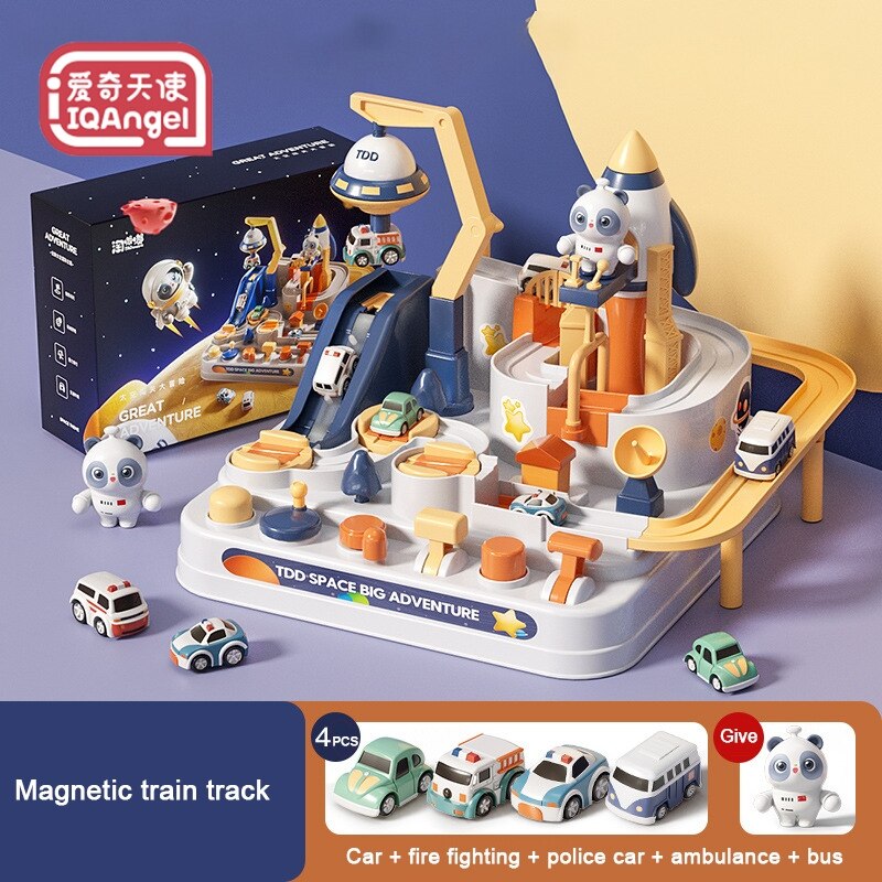 IQANGEL Magnetic train track car toy Children's space adventure game children's car toys birthday present Children's gifts ราคา 493 บาท*ส่งฟรี