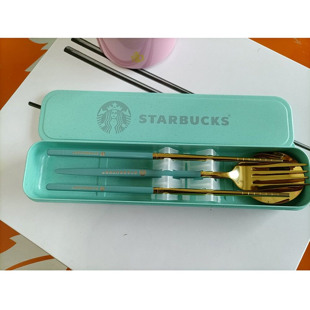 Star * bucks dao kéo bằng thép không gỉ muỗng nĩa đũa bộ ba món