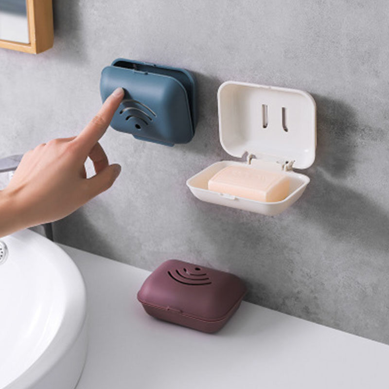 1 cái Chất lượng cao liền mạch treo tường xà phòng lưu trữ thoát nước hoàn thiện Kệ mạnh mẽ dán liền mạch lỗ miễn phí Hộp xà phòng