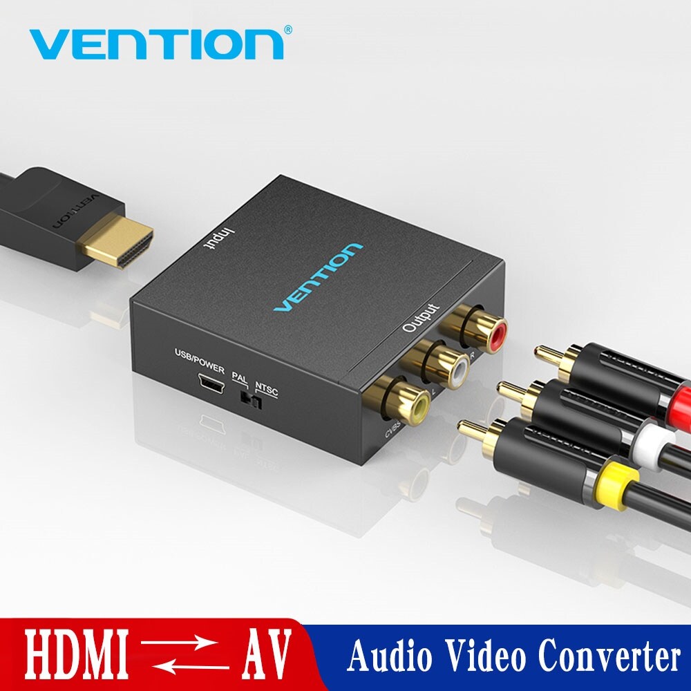 [HOT W] Vention HDMI to AV Converter HDMI to RCA CVBS L/R Video Adapter 1080P HDMI Switch with Mini USB Power Cable for TV Box AV HDMI