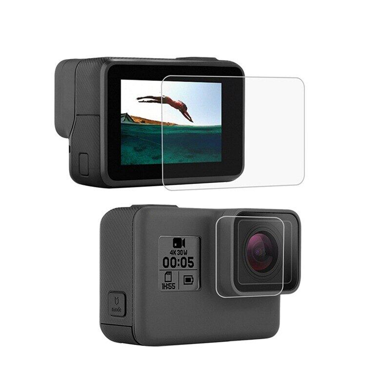 กระจกเทมเปอร์หน้าจอ LCD เลนส์ป้องกันสำหรับ Go Pro Gopro Hero 5 6 7 Hero5 Hero 6 Hero7 Protector ฟิล์มเลนส์กล้องถ่ายรูปฝาครอบ