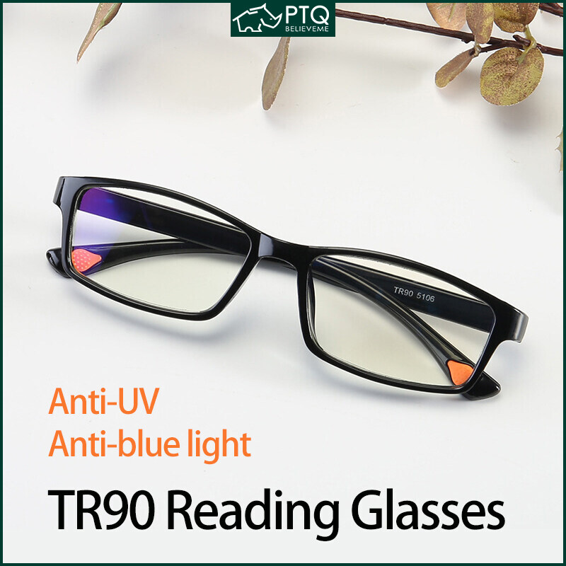 แว่นตาอ่านหนังสือป้องกันแสงสีฟ้า TR90แว่นตาเรซิ่นแว่นตาอ่านหนังสือ HD PTQ