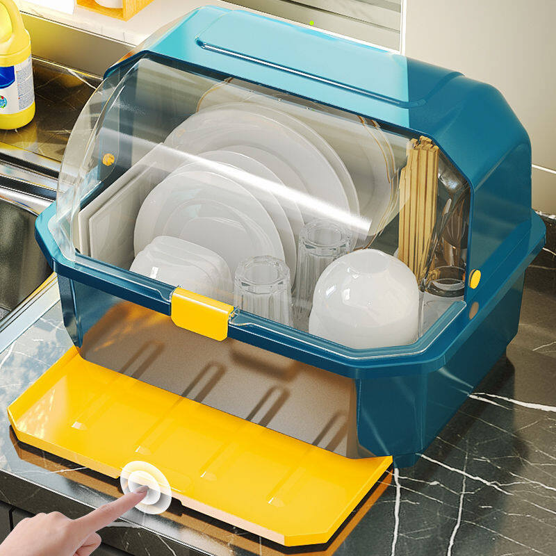 Lưu trữ nhà bếp, hộp đựng bát và đũa, giá để ráo bát, giá để cốc nhà bếp gia dụng có nắp đậy, giá để đĩa, tủ nhựa
