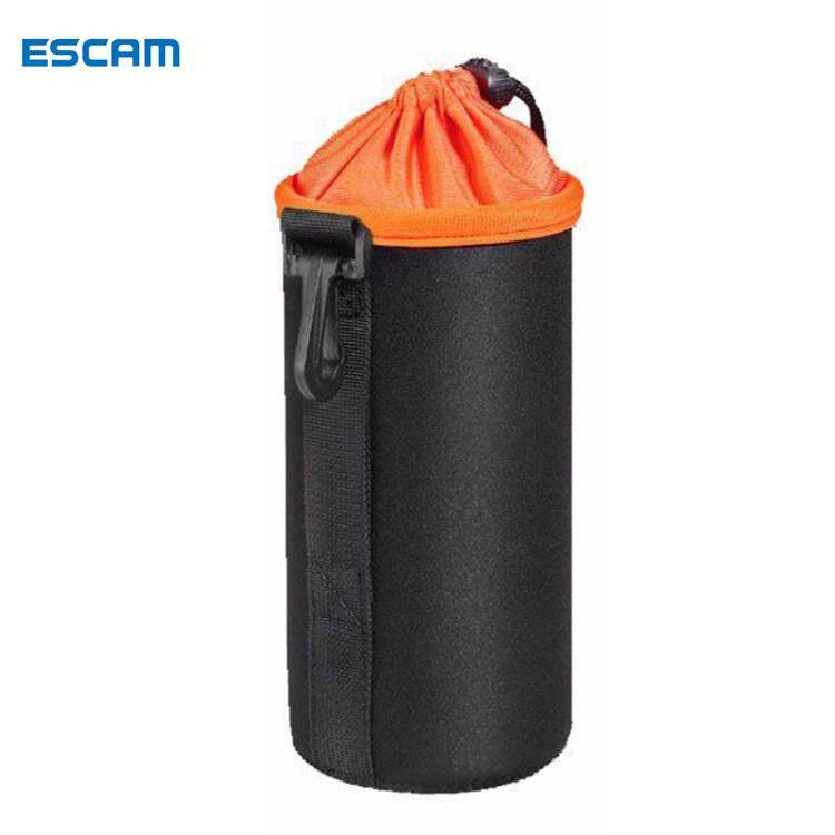 Escam túi bảo vệ ống kính máy ảnh lót lông mềm có móc treo túi đựng dây rút bằng cao su tổng hợp chống nước, cỡ l