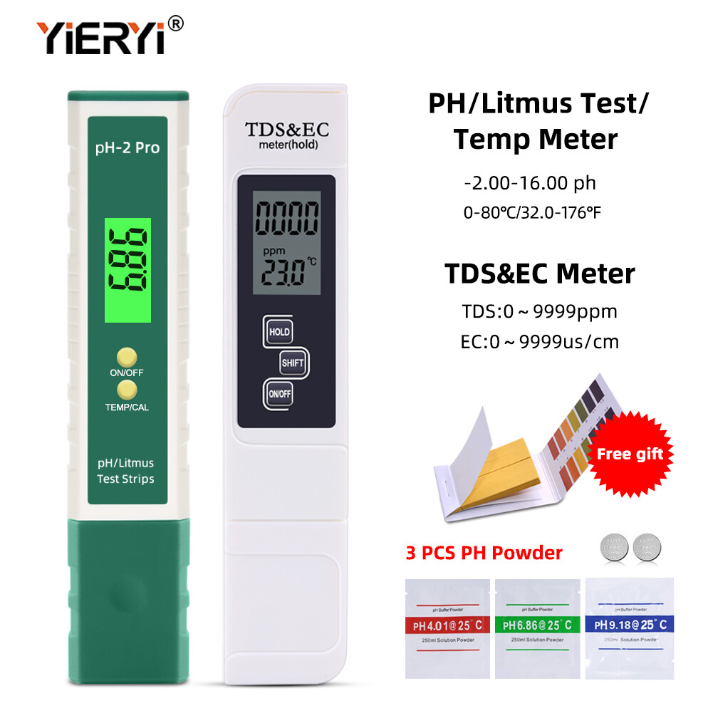 Máy Đo Chất Lượng Nước Yieryi, Máy Đo Độ PH TDS EC Với Đèn Nền Để Nước Uống, Bể Bơi Thủy Canh