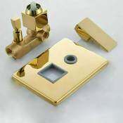 Golden Ultra-Thin Brass Shower Faucet Set with Square Rainfall Head