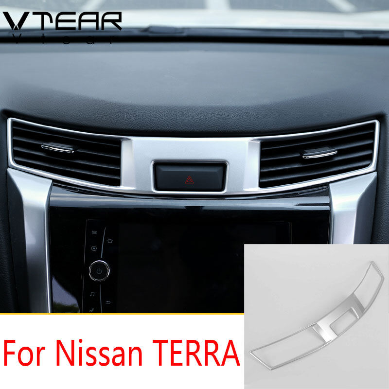 Vtear For Nissan TERRA 2018 2019 2020 2021 / Navara NP300 2019 2020 2021 Middle air outlet decorative frame Center console air conditioner cold vent decorative ring Chrome parts accessories ราคา 567 บาท*ส่งฟรี