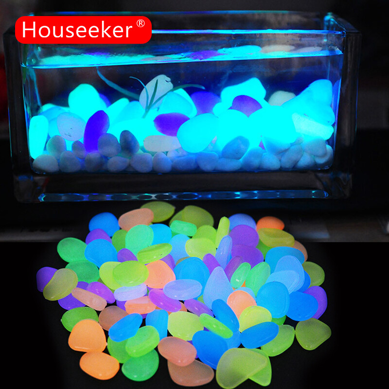Houseeker 50 Viên Đá Phát Sáng Viên Sỏi Sân Vườn Đá Cuội Phát Sáng Đá Trang Trí Đá Bể Cá Ngoài Trời Trang Trí Nhà Cửa
