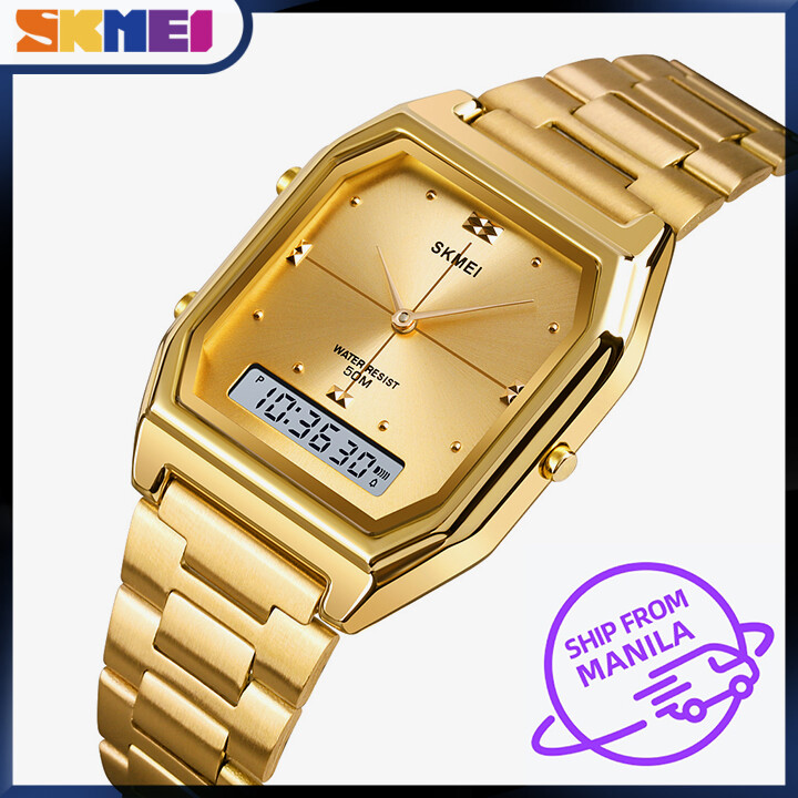 Đồng Hồ Đeo Tay SKMEI Cho Nam Nữ, Đồng Hồ Đeo Tay Kỹ Thuật Số Thời Trang Thường Ngày Bằng Thép Không Gỉ Chống Thấm Nước Màn Hình Kép