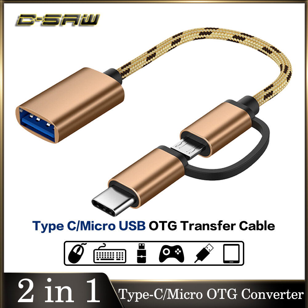 Cáp Chuyển Đổi C-SAW 2 Trong 1 USB 3.0 OTG Nữ USB Totype-c Micro USB Bàn Phím Chuột U Bộ Chuyển Đổi Đồng Bộ Dữ Liệu Cho Điện Thoại Di Động Máy Tính Bảng HUAWEI Cho Samsung MacBook Dòng Cáp Sạc OTG Type-C