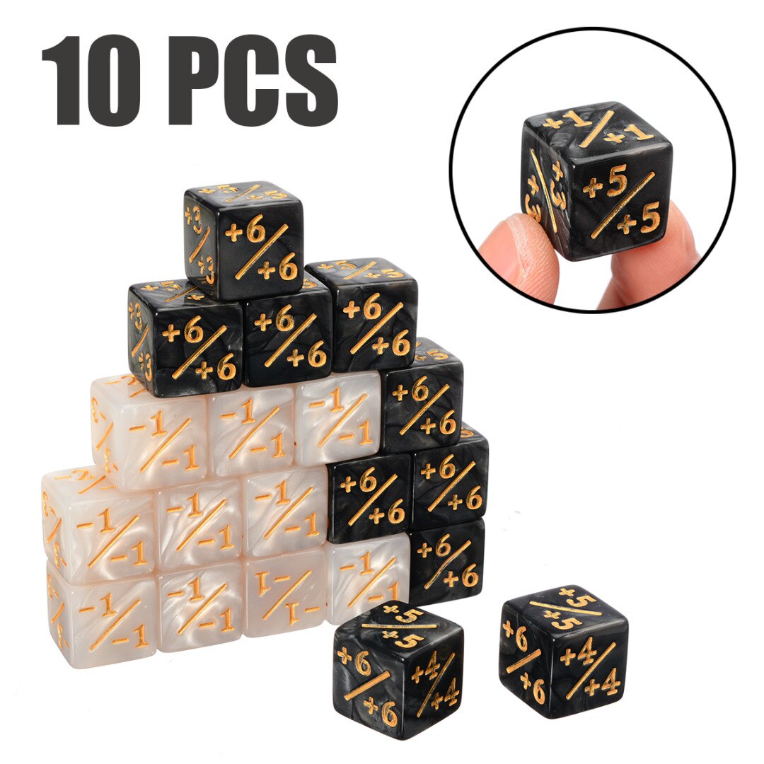 10pcs trắng đen 16mm 6 bên xúc xắc quầy 1/-1 con Xúc xắc trẻ em Đồ chơi Đếm xúc xắc cho ma thuật thu thập trò chơi đếm dropshipping