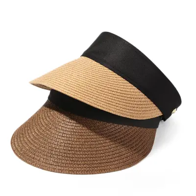 WEARXUNKANGDA Women Casual Foldable Wide Brim Sun Hat Straw Cap Beach Hat Visors (2)