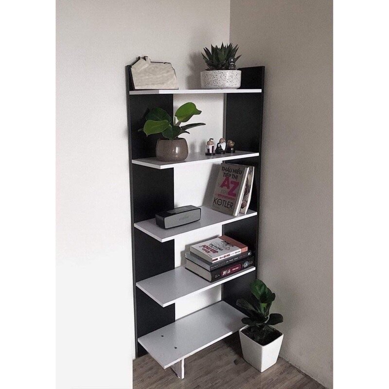 Kệ Sách Gỗ 5 Tầng Tện Ích - Kệ Gỗ Góc Tường Nhiều Màu