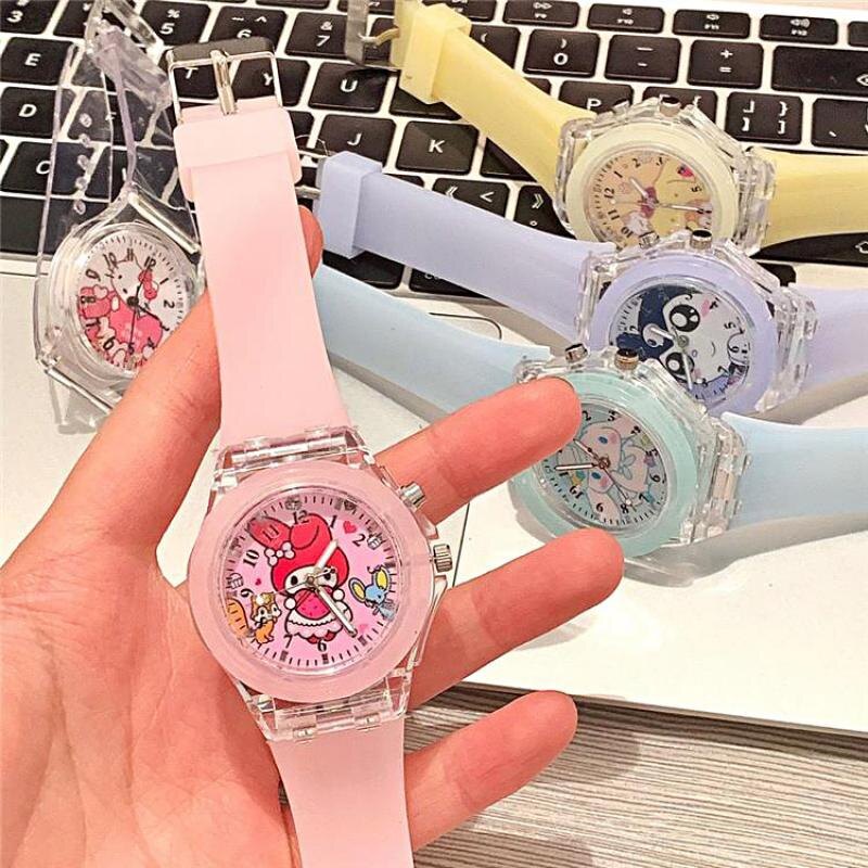 Đồng hồ sanrio phát sáng mới 2023 đồng hồ thạch anh dễ thương hellokitty stardelu đồng hồ điện tử kuromi cho trẻ em bé gái học sinh đồng hồ thời gian phát sáng đồng hồ chống nước trẻ em quà tặng