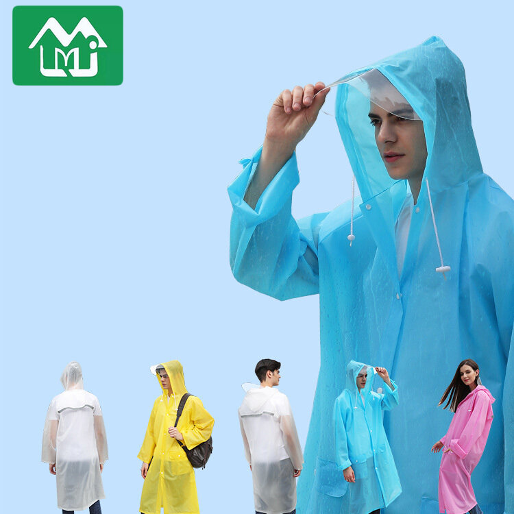 Áo mưa nam và nữ một mảnh đi bộ ngoài trời Poncho với vành dải phản quang EVA Áo mưa cho người lớn áo mưa thoáng khí