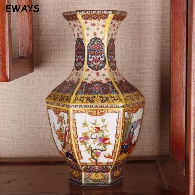 26CM Bình Gốm Bộ Sưu Tập Đồ Trang Trí Nhà Bằng Sứ Cổ Điển Tráng Men Cổ