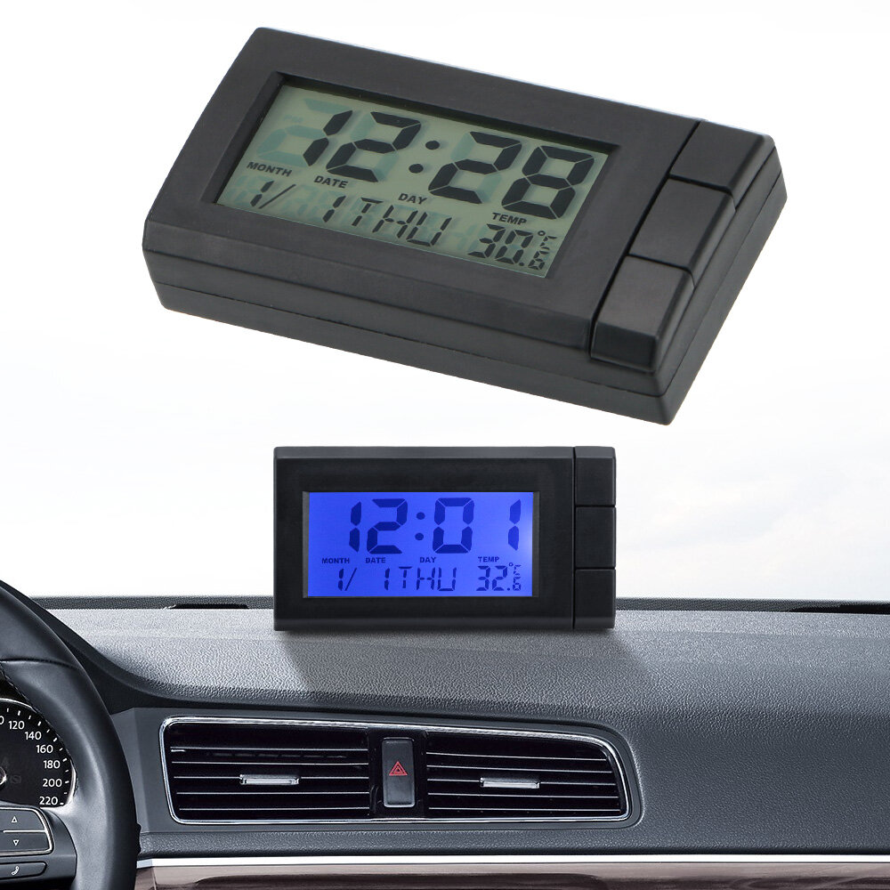 1 Chiếc Đồng Hồ Hiển Thị Kỹ Thuật Số LCD Cho Xe Hơi & Đồng Hồ Tự Động Đèn Nền Màu Xanh Dương Nhiệt Độ Nhiệt Kế Đồ Trang Trí Xe Hơi Đồng Hồ Điện Tử Phụ Kiện Xe Hơi