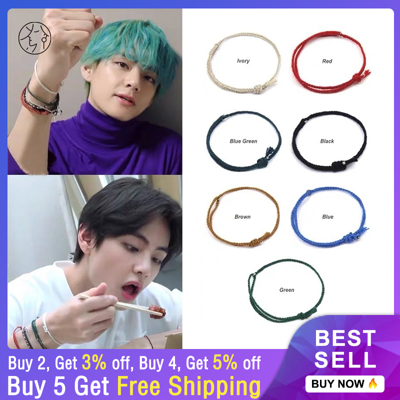 SHIDOMI Vòng Tay Thủ Công Dây Thừng BTS Kim Taehyung Kpop Vòng Tay Ước Nguyện Dệt Cho Nam Nữ Trang Sức Hàn Quốc Đơn Giản Bangtan Boys V
