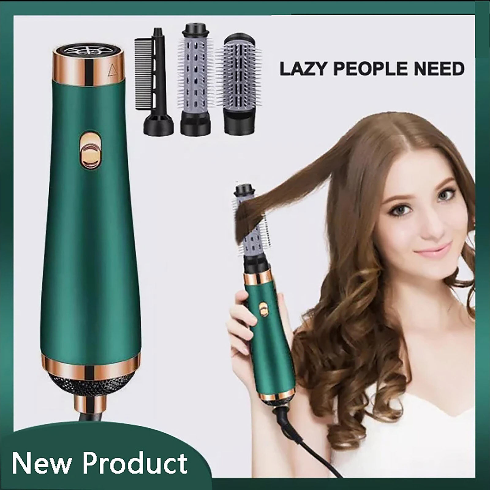 Máy sấy tóc 3 trong 1 Bàn chải ion âm Máy thổi tóc bằng khí nóng Lược tạo kiểu tóc Điện tự động uốn tóc Sắt bồng bềnh Gậy uốn bên trong