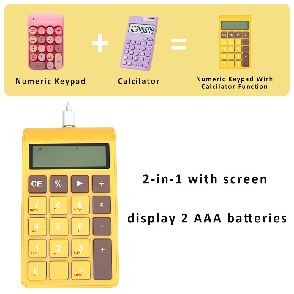 Jomaa Bàn phím số với calcilator chức năng xách tay có dây bàn phím số 2 trong 1 có dây bàn phím số màn hình LCD bàn phím số với kế toán máy tính cho PC/máy tính xách tay/Bề mặt cổng USB