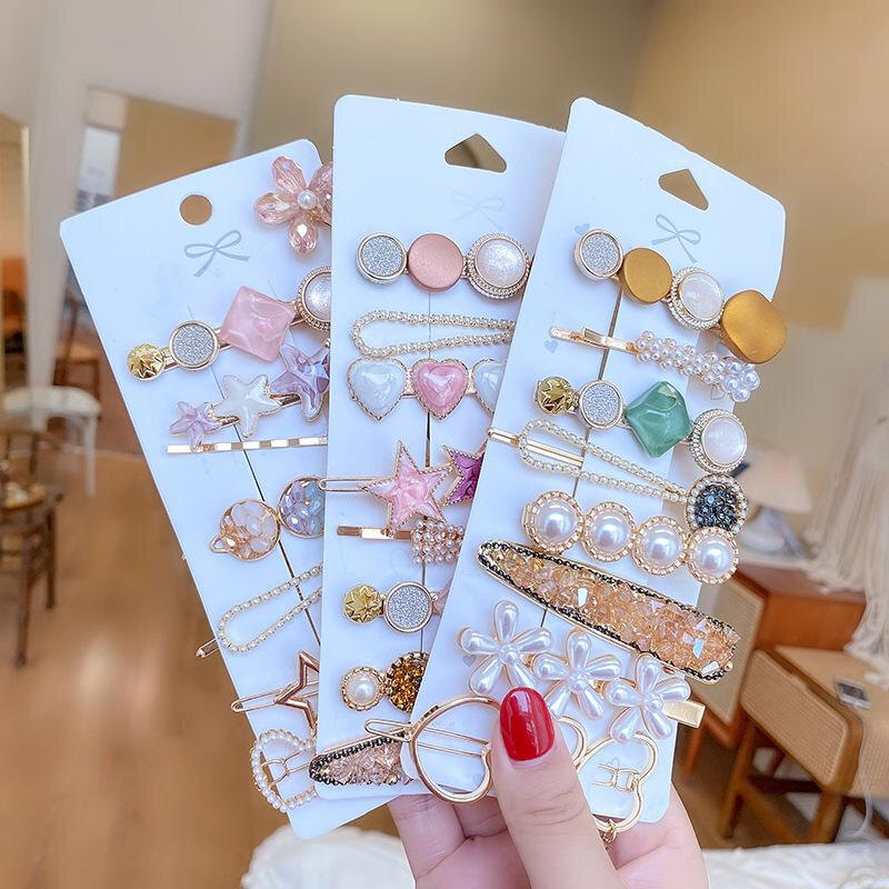 8 Cái/bộ Kẹp Tóc Hàn Quốc Cho Nữ Kẹp Tóc Acrylic Đính Cườm Kẹp Tóc Mái Hợp Thời Trang Phụ Kiện Thời Trang Nữ
