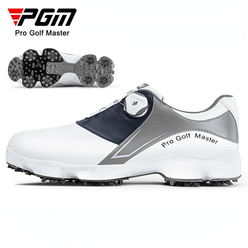 PGM Top Layer Leather Golf Shoes for Men Waterproof Active Spike Shoes Rotating Laces Casual Simple Fashion Males Shoes Sneakers ราคา 8,988 บาท*ส่งฟรี