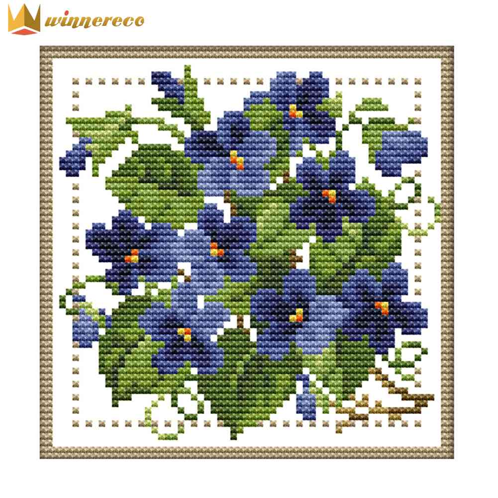 ชุดงานปักครอสติชดอกไม้12เดือนชุดเย็บปักถักร้อยแบบทำมือ14CT 17x17cm ที่ประทับตรา