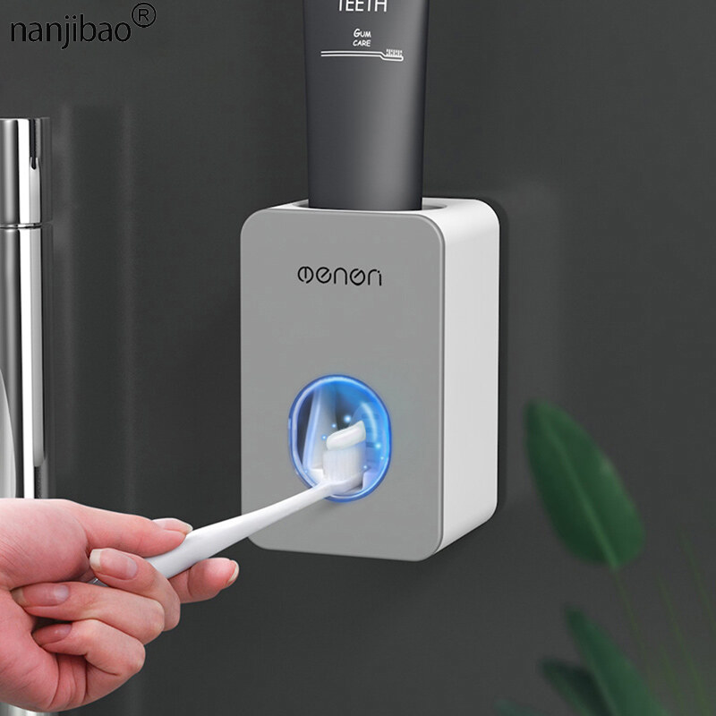 Giá đỡ kem đánh răng chống bụi dụng cụ lấy kem đánh răng tự động giá đỡ gắn tường bộ phụ kiện phòng tắm dụng cụ bóp kem đánh răng