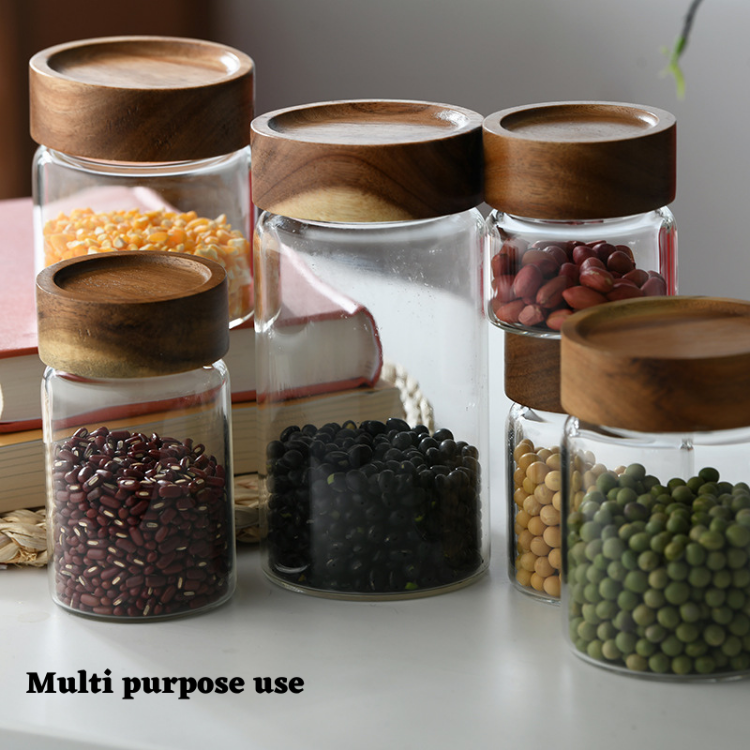 Tarro de cristal con tapa de madera hermético para alimentos_voghion.com