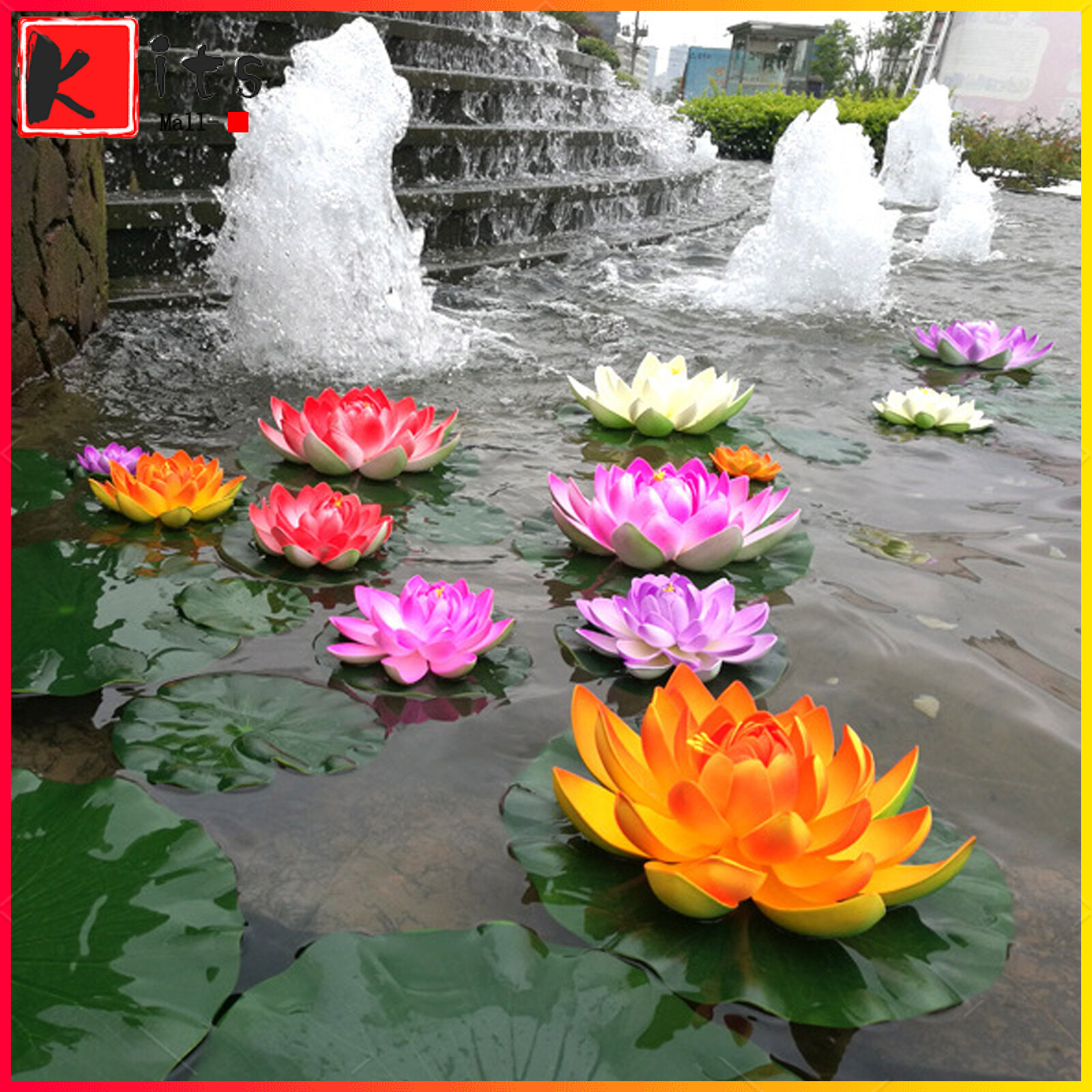 12PCS Artificial Floating Foam Lotus Flowers,with Water Lily Pad Ornaments, Ivory White,Perfect for Patio Koi Pond Pool Aquarium Home hotsell Garden