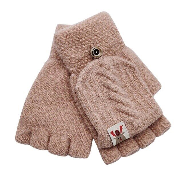 ดีไซน์ใหม่แฟชั่น Unisex เด็กเด็กฤดูหนาวอบอุ่นถักถุงมือแบบเปิดนิ้วได้รถ Fingerless Top Mittens