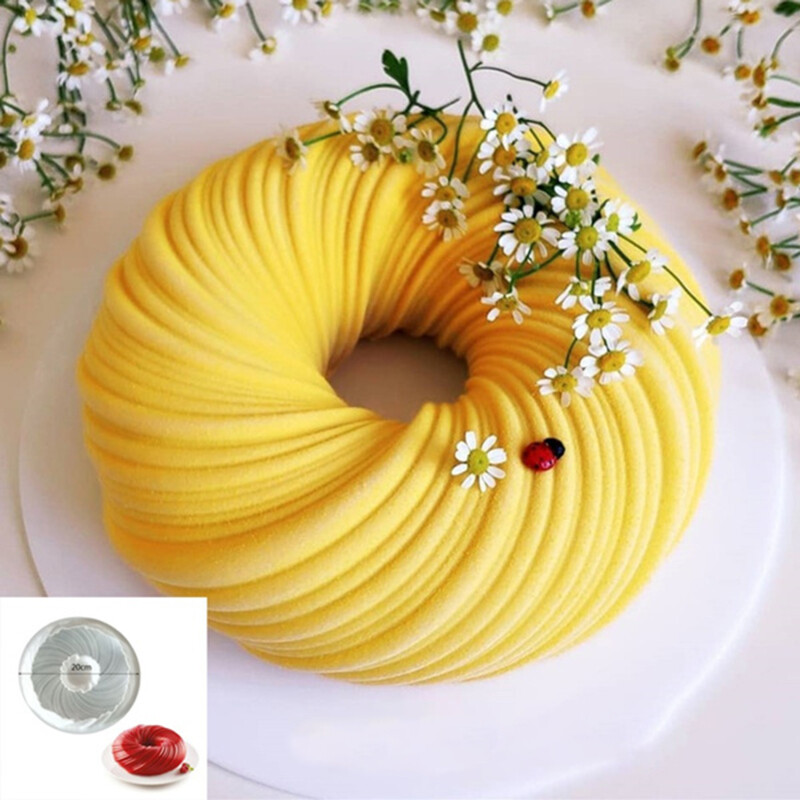 Khuôn bánh xoáy 1/6 lỗ, khuôn 3d silicon làm bánh mousse tráng miệng nghệ thuật chảo làm bánh ngọt
