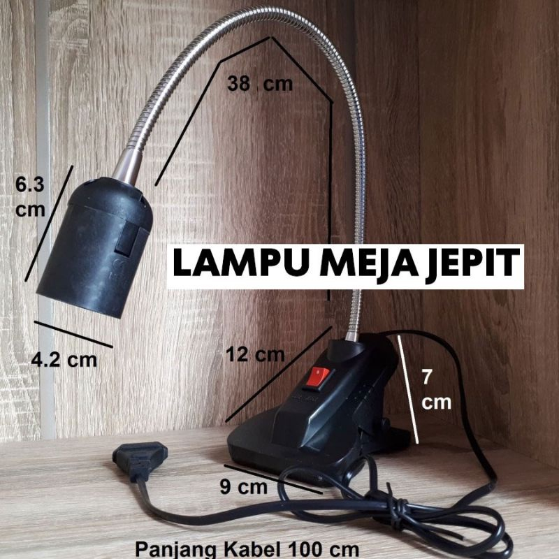 Lampu Meja Belajar Jepit Minimalis Lampu Baca Lampu Flexible Sorot Jiamei 108H HITAM / PUTIH