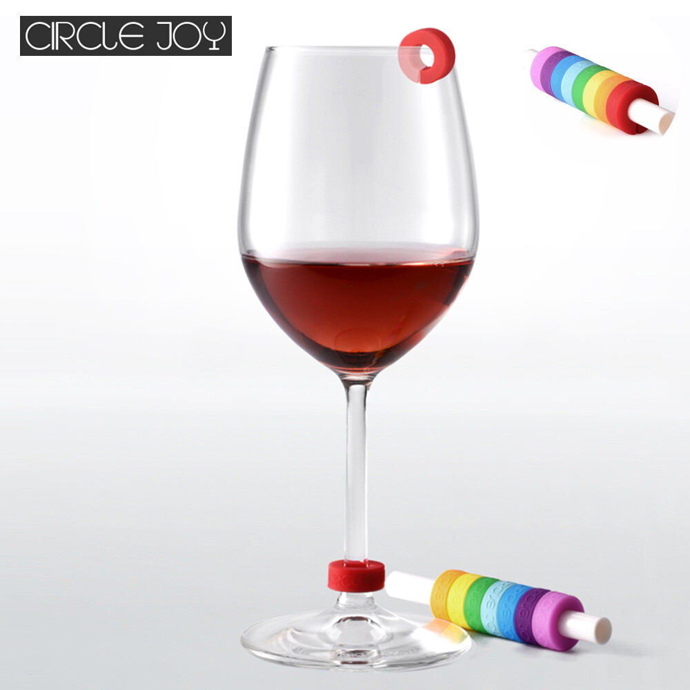 Uareliffe Circle Joy 8 Pcs/Box Wine Glass Identification Ring Cup Drinking Utensil Marker Easy To Use & Reusable Silicone Glass Identifiers Food Grade Material Durable Wine Classification Ring Widely Use Home Kitchen Bar Tools