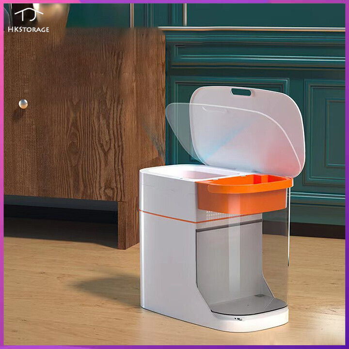 HKStorage Automatic induction dry wet separation garbage bin charging with cover, large capacity intelligent household bedroom, living room, kitchen, waterproof ราคา 1,983 บาท*ส่งฟรี