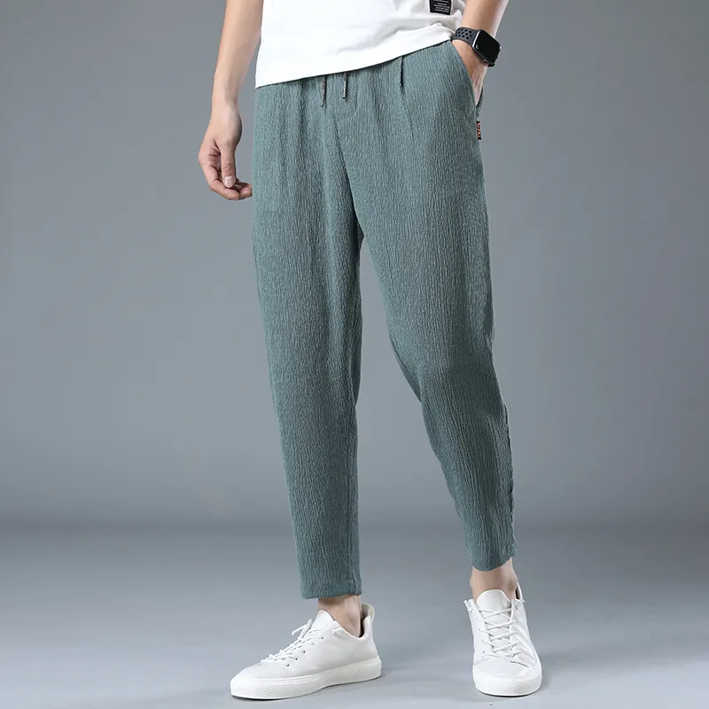 BusinessElite Summer New Trend Mens Large Size Baggy Sports Purity Thin Straight Slacks Casual Pants Streetwear Large Size 4DP157