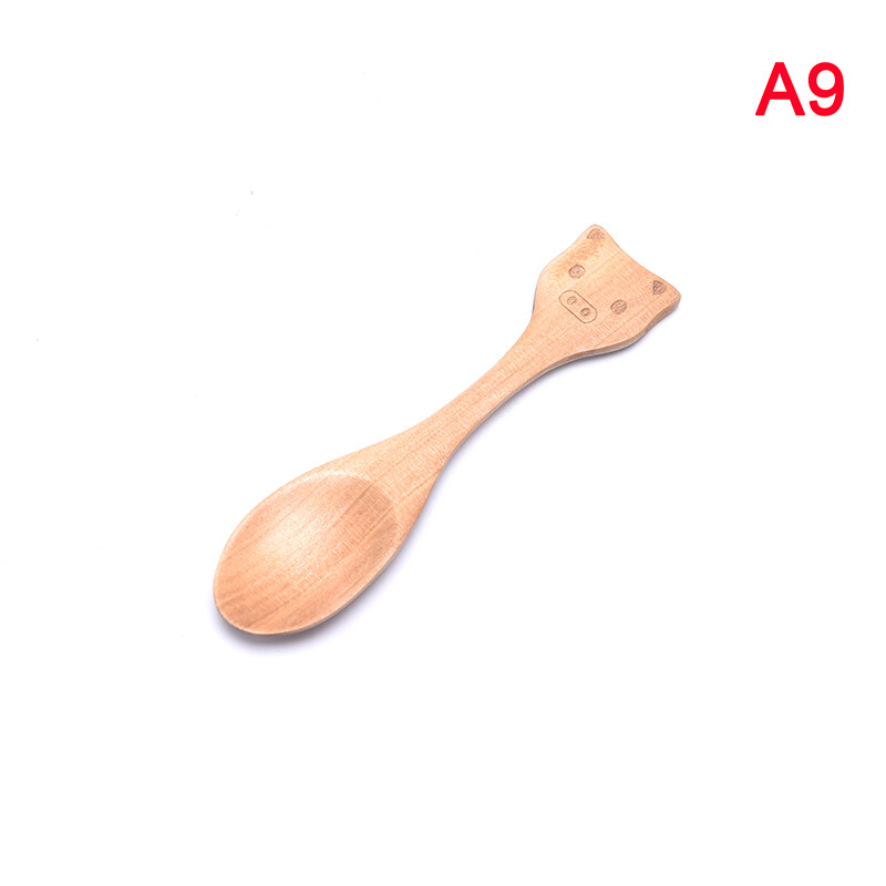 PINGZ Cute Animal Wooden Spoons for Children Kids Tableware Feeding Spoon Kitchen Tool