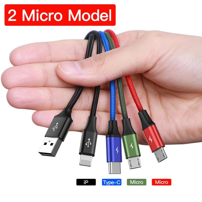 Baseus 3 trong 1 cáp cho iphone usb micro c bộ sạc cáp xiaomi nhanh cho loại c sạc usb đa usb samsung