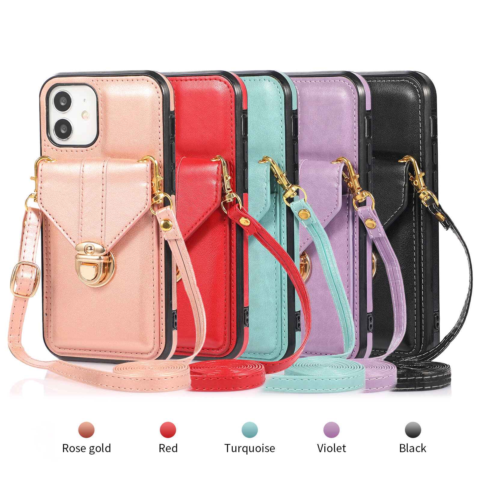 Thích hợp cho 14Promax thời trang khóa kim loại chèn Apple 13 cô gái 'crossbody Ví đựng thẻ vỏ điện thoại marshmageegdymvp