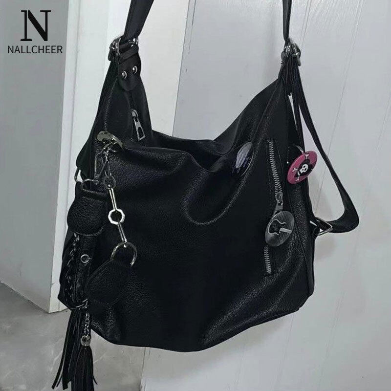 NALLCHEER_ túi đeo chéo cho nữ túi xách đeo chéo nữ Túi nữ hốc Túi đeo chéo Tối tua rua Túi tote sức chứa lớn túi đeo nữ chéo
