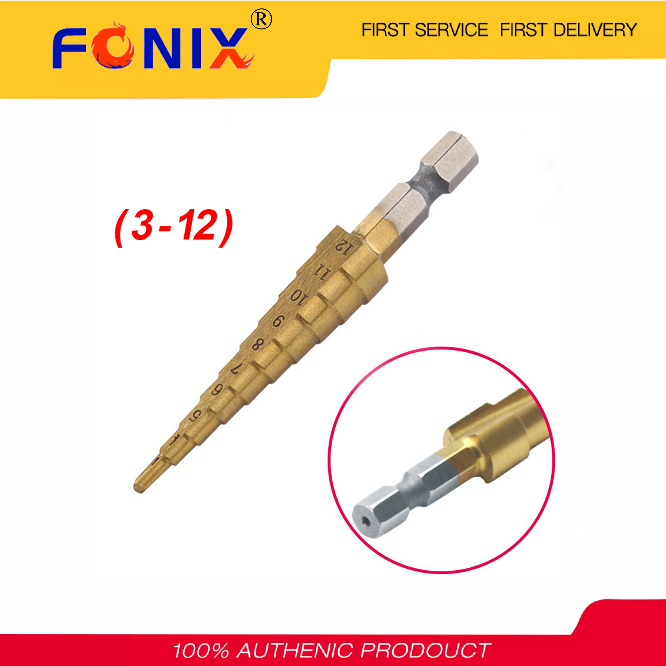 [Hàng Sẵn Có] FONIX 3-12Mm HSS Phủ Titan Bước Phổ Mũi Khoan Set, 3-12Mm HSS Phủ Titan Mũi Khoan Bước Mũi Khoan Khoan Dụng Cụ Điện Cho Kim Loại Tốc Độ Cao Thép Gỗ Máy Khoét Lỗ Khoan Hình Nón